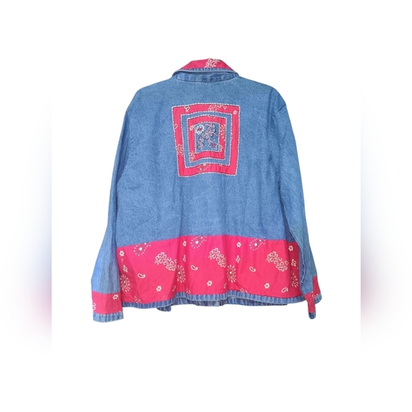 Denim Jacket with Red Bandana Trim - Picture 5 of 6